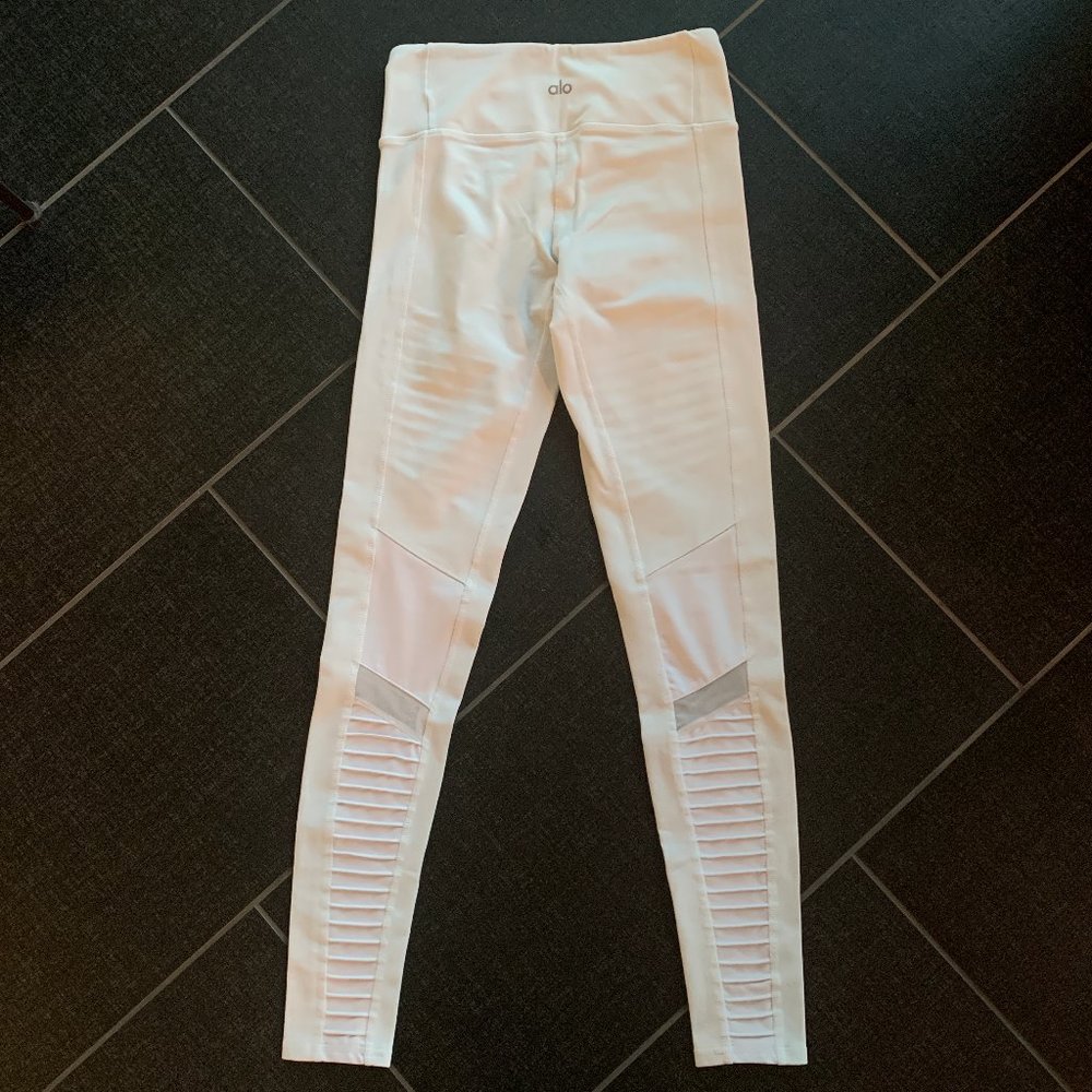 ALO Yoga White Mid-Rise Moto Leggings - Picture 10 of 12